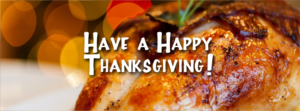 have a happy thanksgiving turkey closeup bokeh header